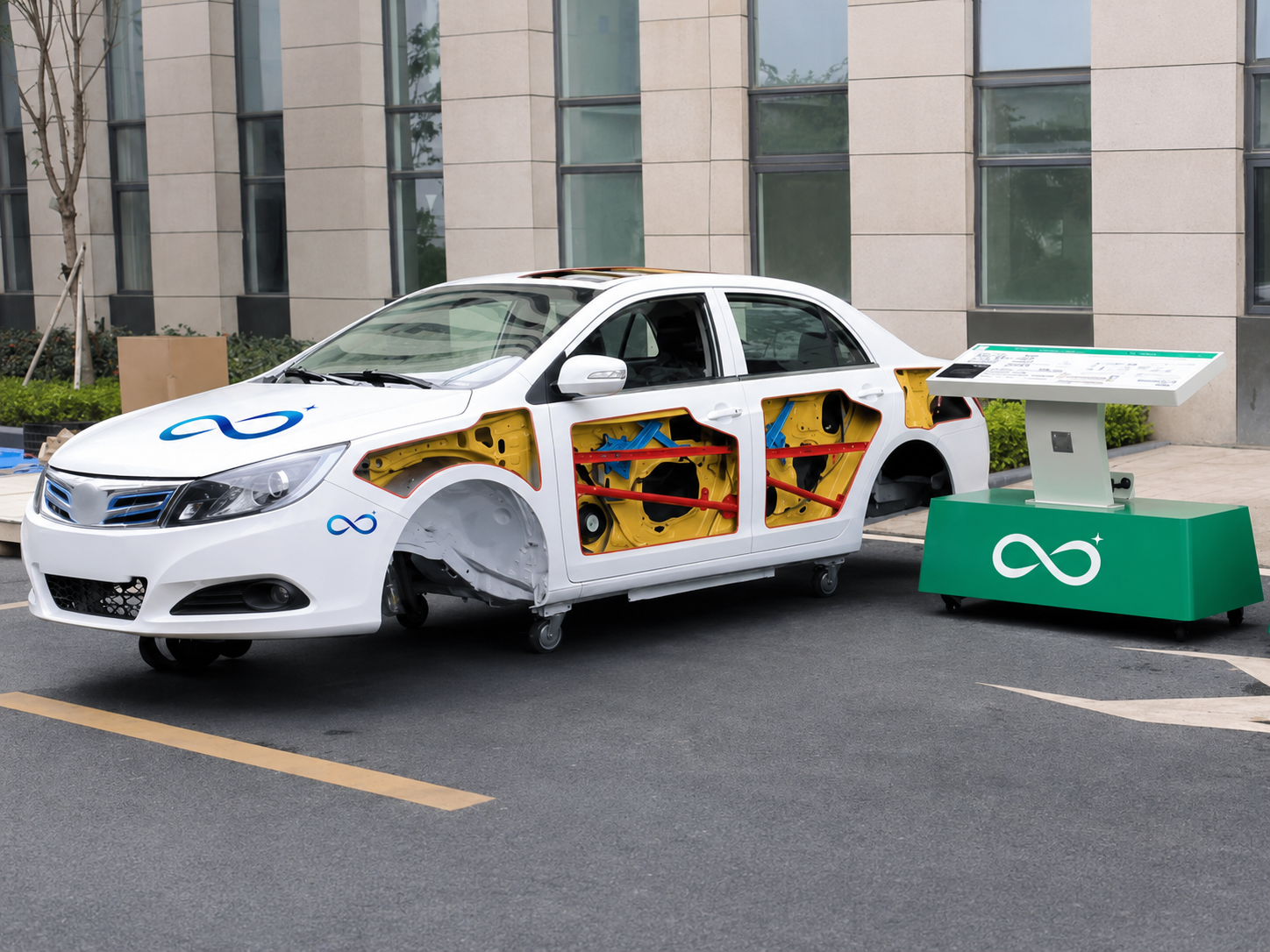 EVA01f New Energy Vehicle Laboratory BYD E5 Cutaway Car with Test Panel One-Stop Training Platform